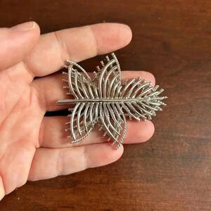 4/$100 Corocraft Vintage silver  leaf stainless steel brooch